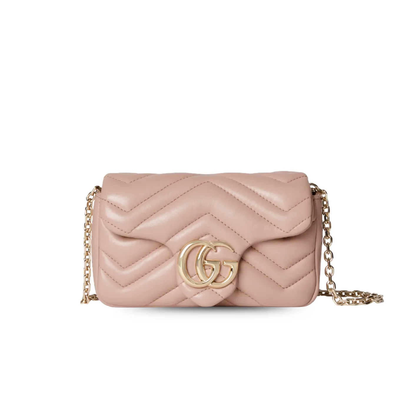 Gucci Marmont Mini Shoulder Bag in Pink Beige Gold Hardware