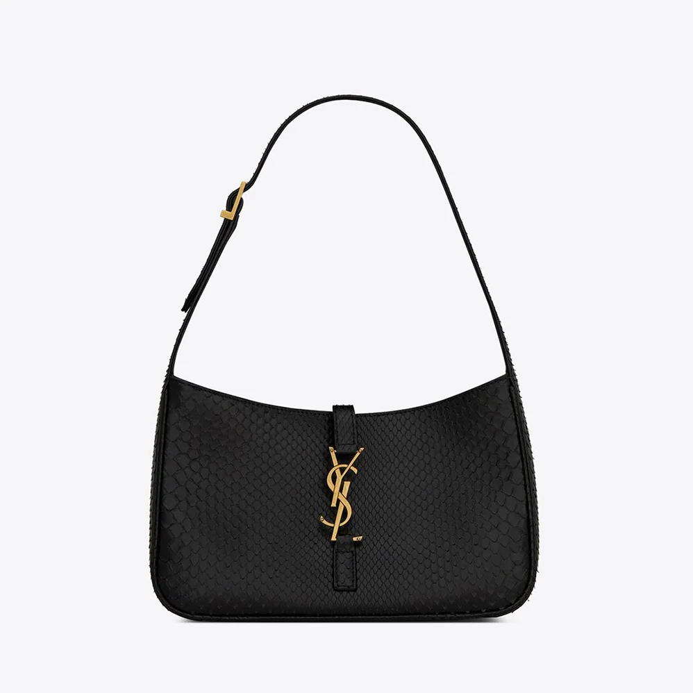 Saint Laurent YSL LE 5 A 7 Hobo Bag in Matte Python for Women in Black Saint Laurent YSL LE 5 A 7 Hobo Bag in Matte Python for Women in Black