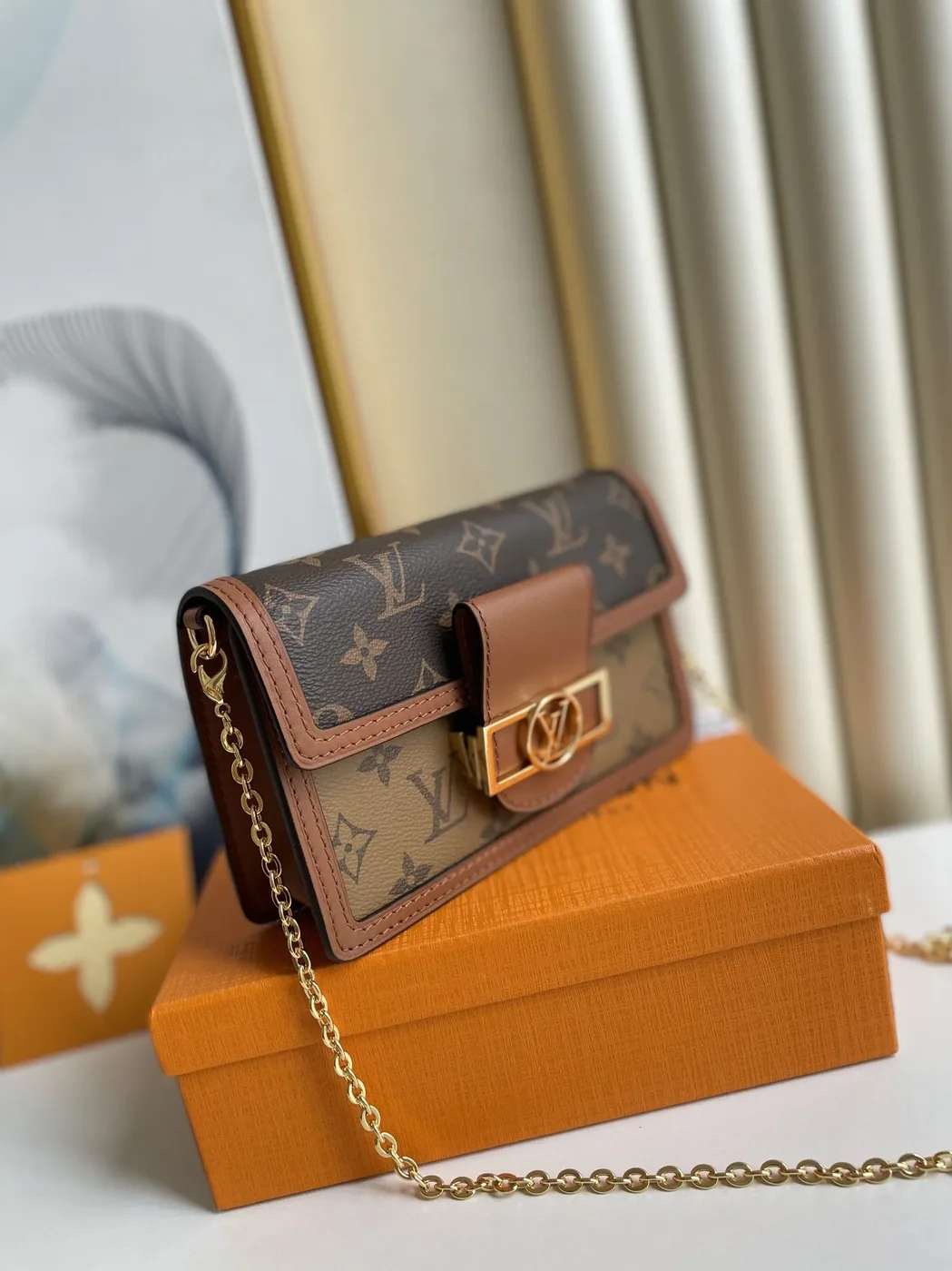Louis Vuitton Dauphine Chain Wallet Combines Monogram And Monogram Reverse Canvas By Nicolas Ghesquière