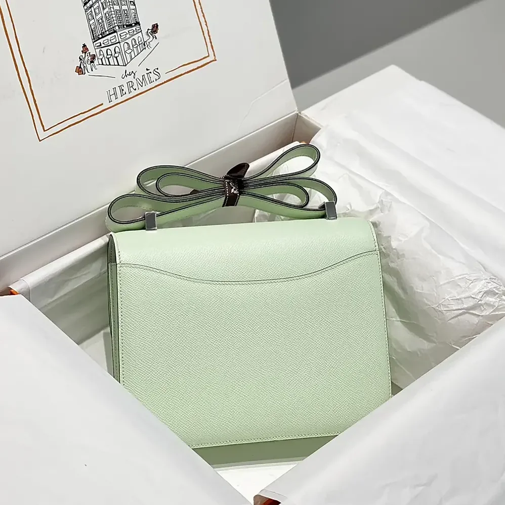 Hermes Constance 18 Bag Epsom Leather for Women in Lime/Silver