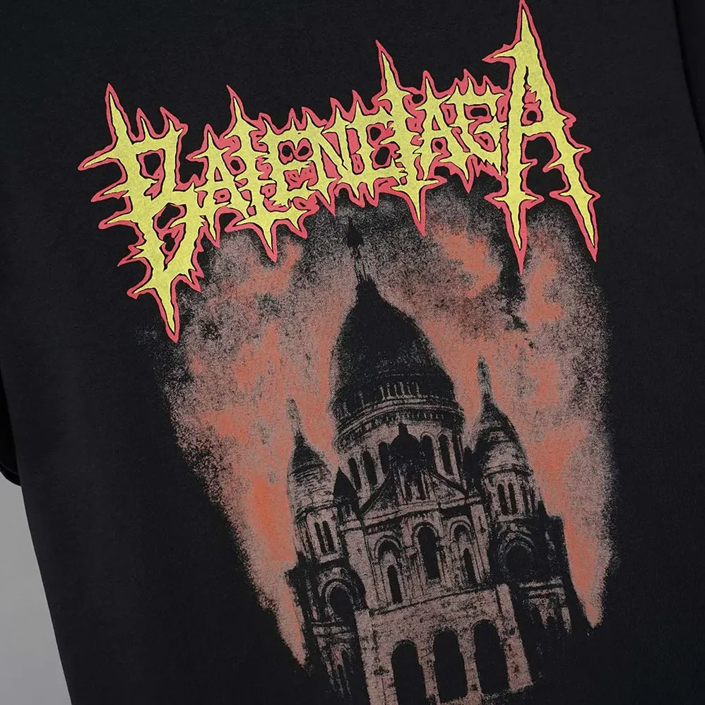 Balenciaga Sacré Coeur Oversized T-Shirt in Black Dry Jersey for Women Balenciaga Sacré Coeur Oversized T-Shirt in Black Dry Jersey for Women