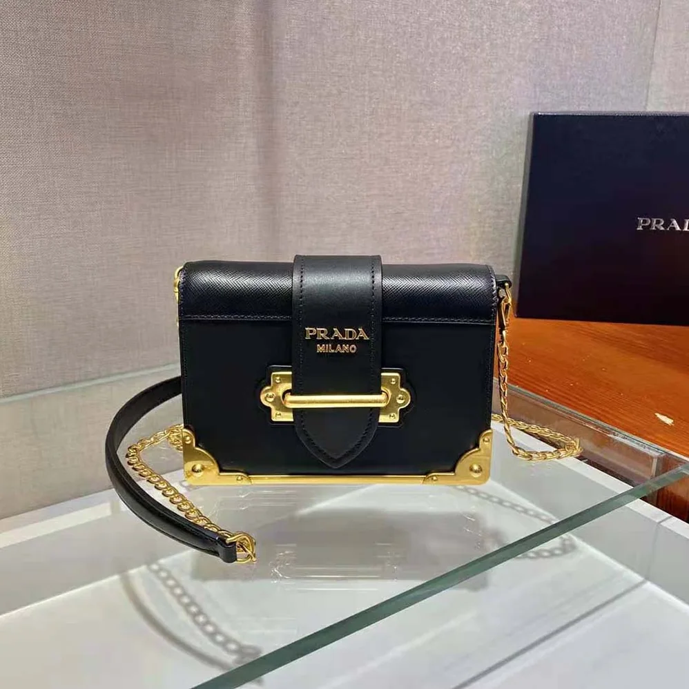 Prada Leather Prada Cahier Bag for Women in Black Prada Leather Prada Cahier Bag for Women in Black