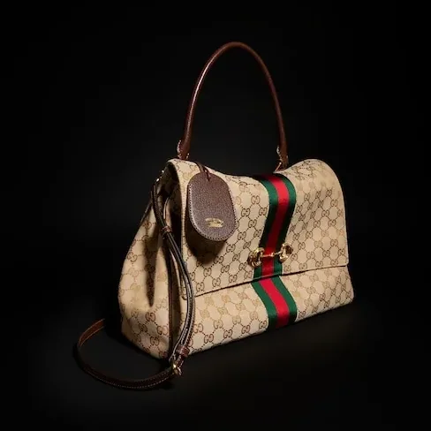 Gucci Paparazzo Large Top Handle Bag / Sand/ Dark Brown Gold Hardware