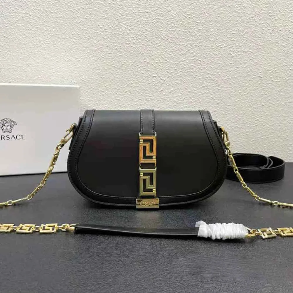 Versace Greca Goddess Shoulder Bag for Women in Black Versace Greca Goddess Shoulder Bag for Women in Black
