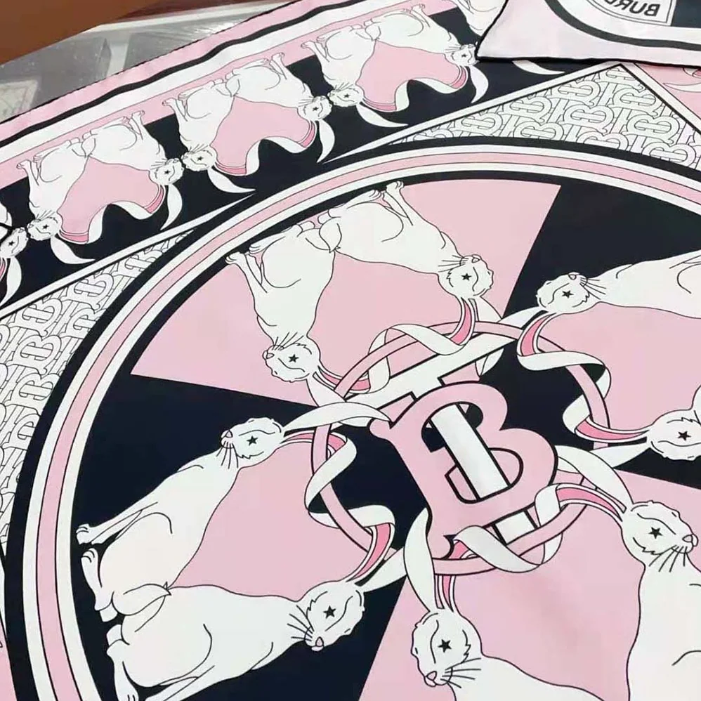 Burberry Rabbit Print Silk Square Scarf for Women in Pink