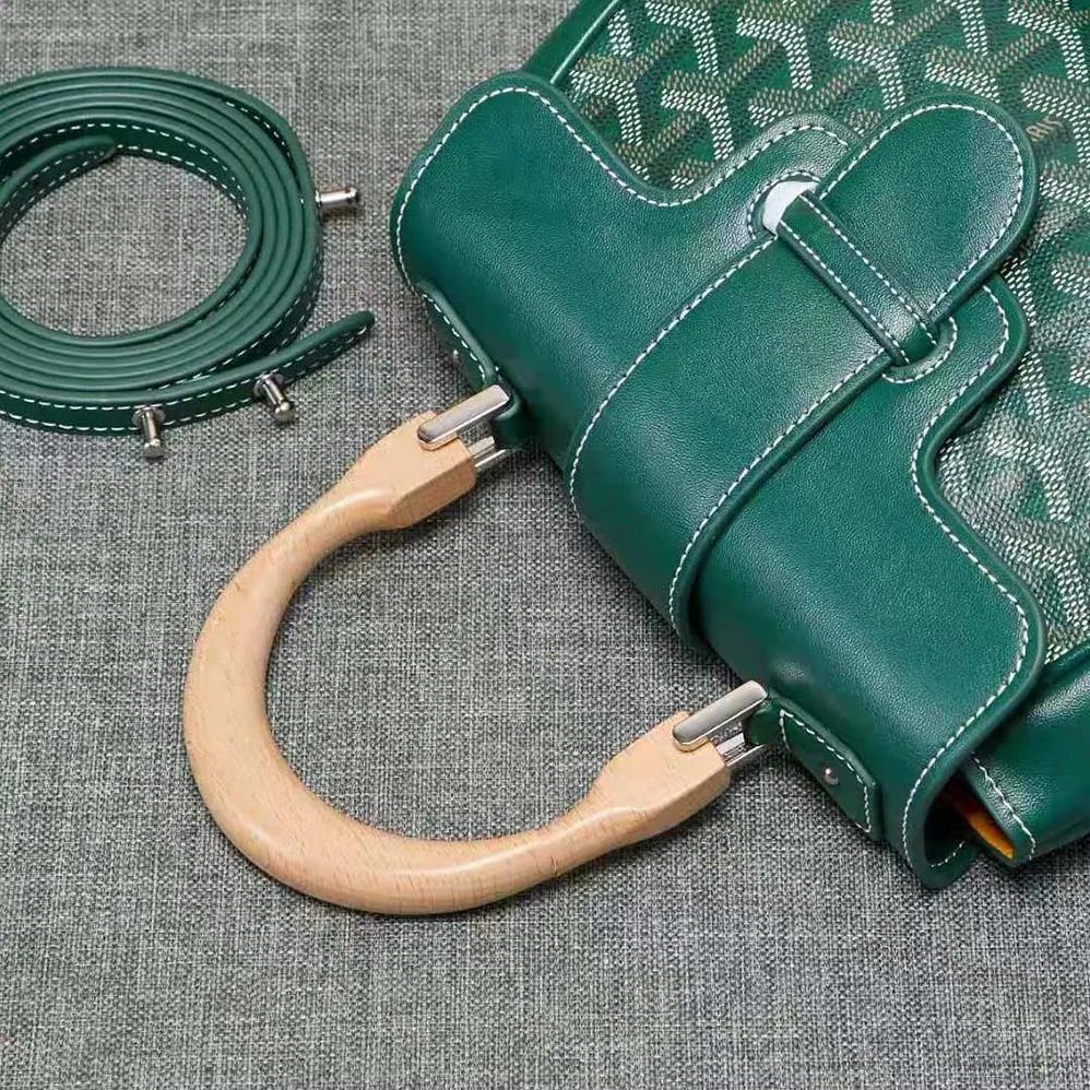 Goyard Sac Saïgon Souple Mini in Toile Goyardine & Chevroches Calfskin for Women in Green Goyard Sac Saïgon Souple Mini in Toile Goyardine & Chevroches Calfskin for Women in Green