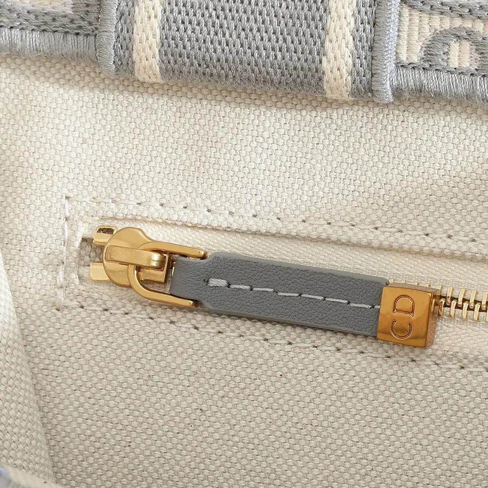 Dior Small Dior Book Tote Gray Dior Oblique Embroidery and Calfskin for Women