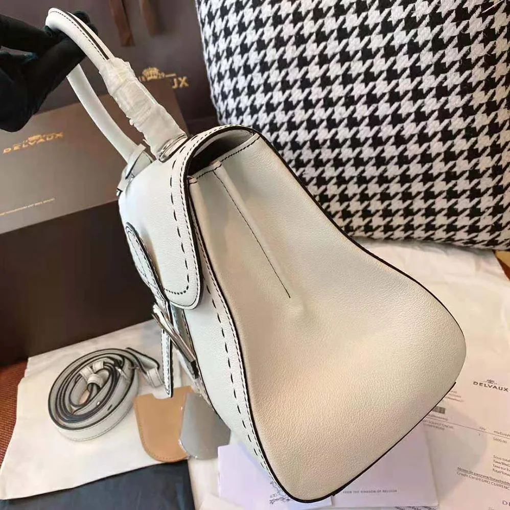 Delvaux Brillant MM Surpique in Rodeo Calf for Women in White Delvaux Brillant MM Surpique in Rodeo Calf for Women in White