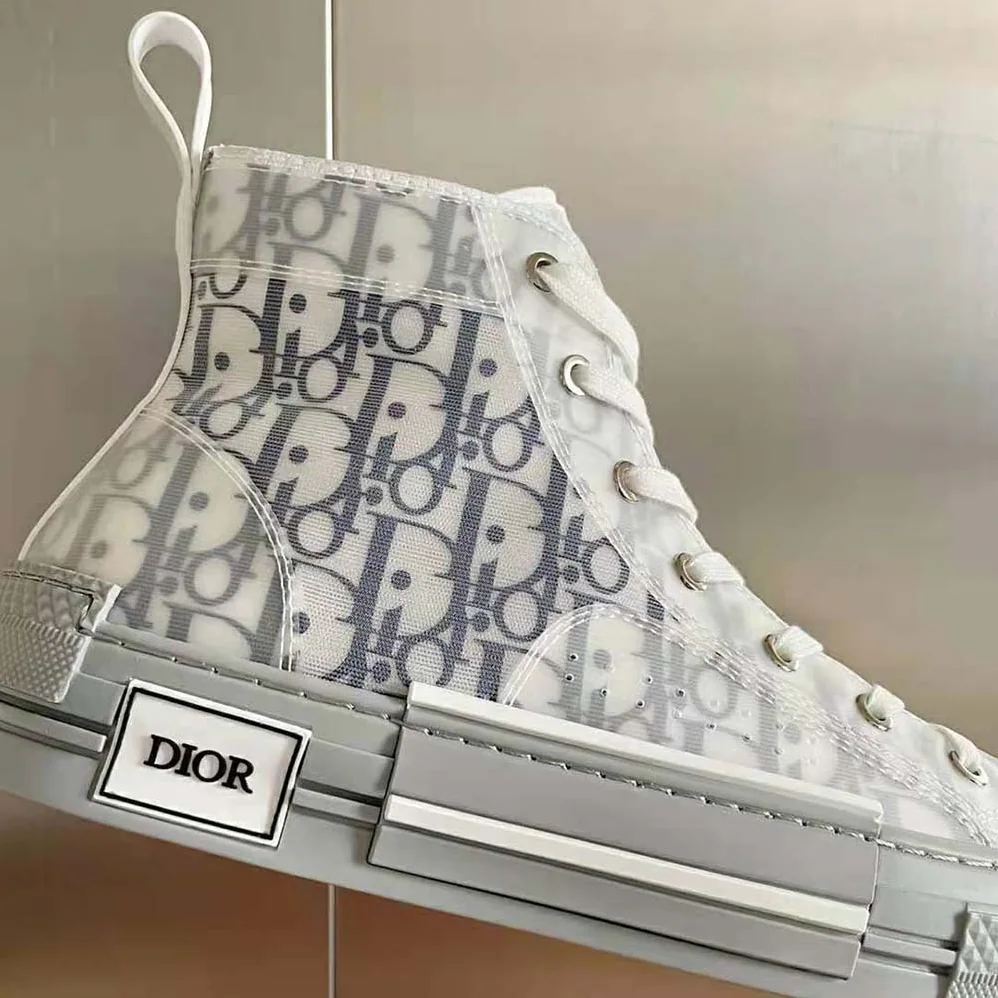 Dior B23 High-Top Sneaker White and Navy Blue Dior Oblique Canvas for Men