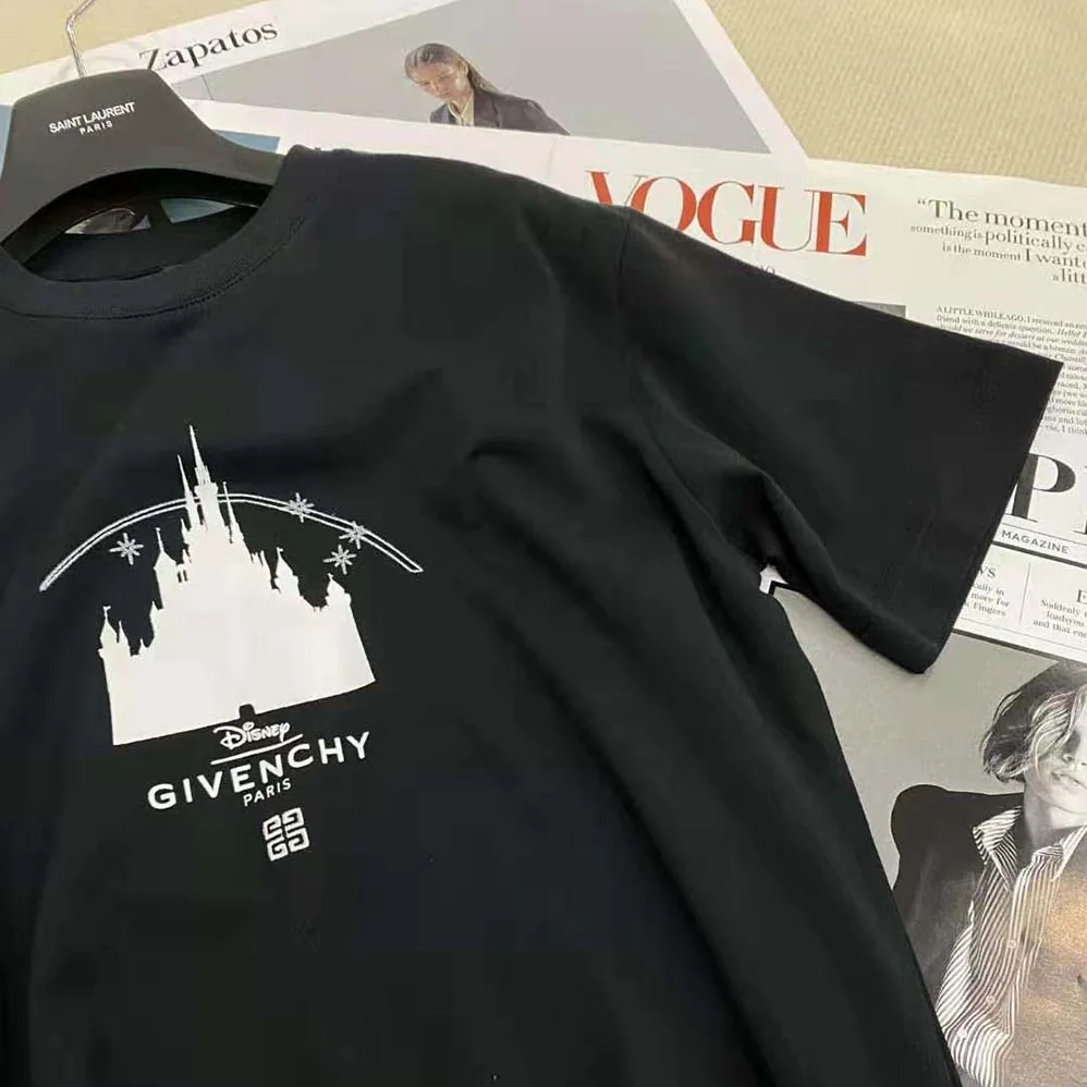 Givenchy Disney Castle Slim Fit T-shirt in Jersey with Print for Men in Black