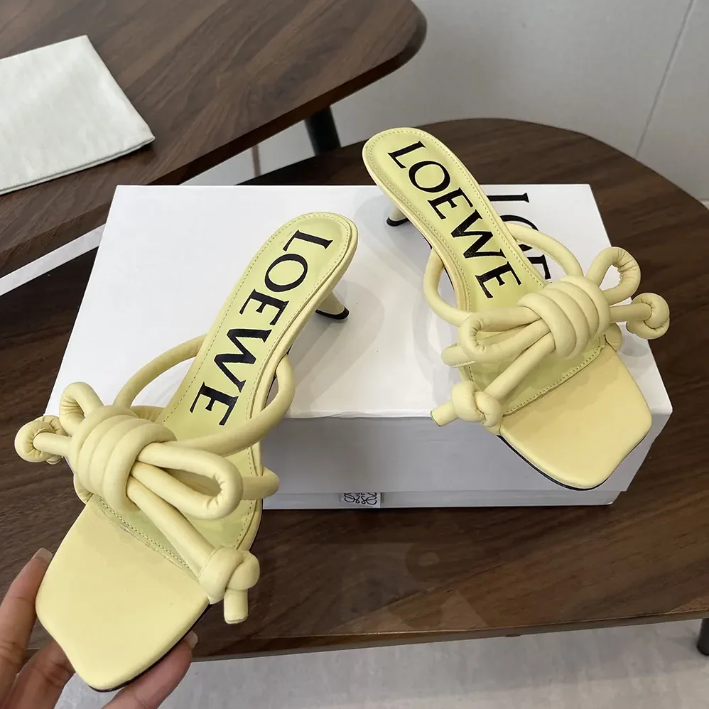 Loewe Flamenco Knot Sandal in Lambskin for Women in Yellow Loewe Flamenco Knot Sandal in Lambskin for Women in Yellow