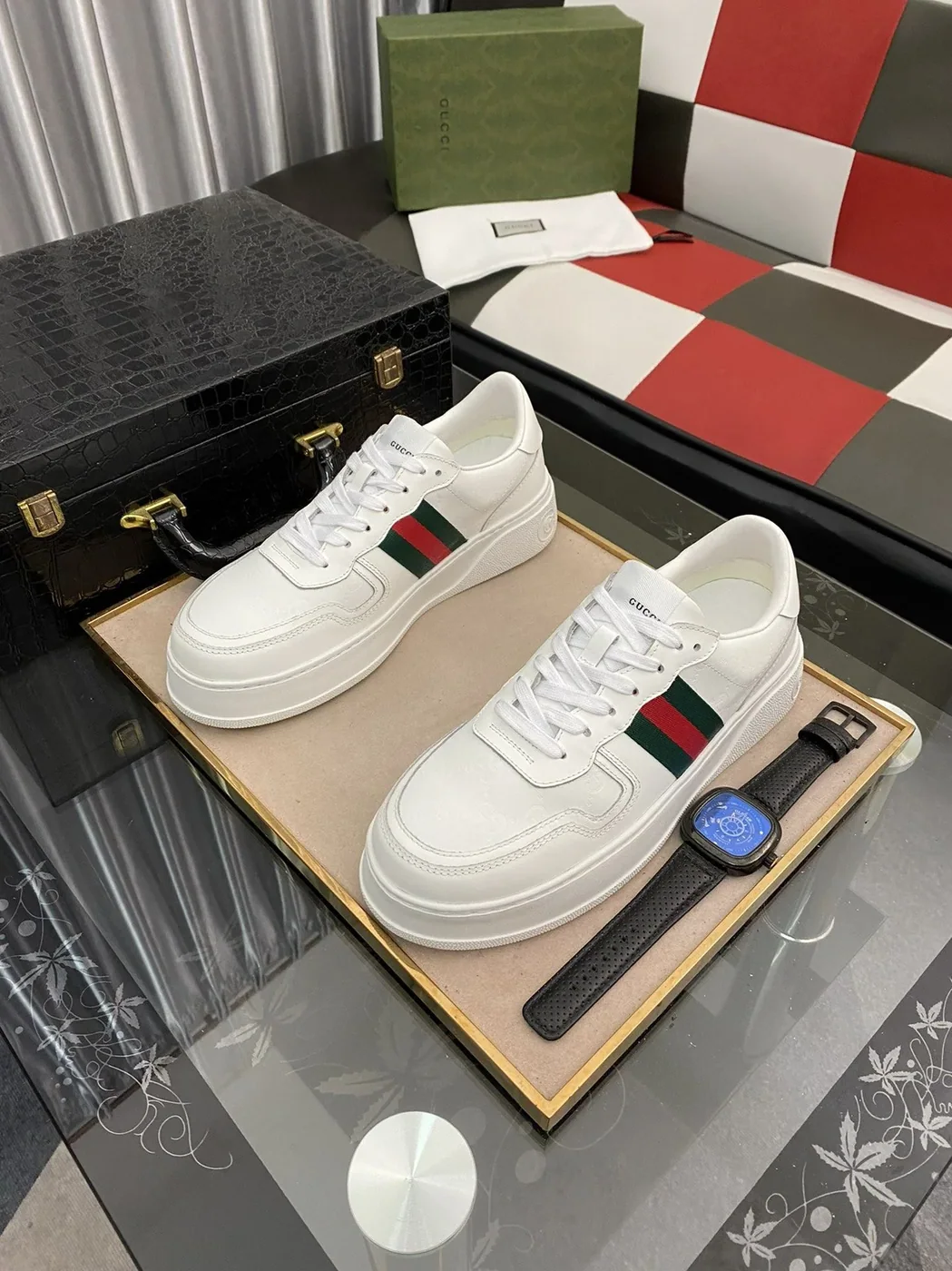 Gucci GG Sneaker With Web White for Men Gucci GG Sneaker With Web White for Men