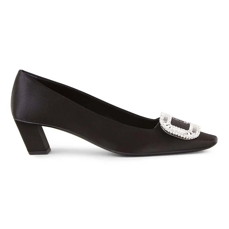 Roger Vivier Belle Vivier Pumps Silk Satin 4.5cm Heel for Women in Black Roger Vivier Belle Vivier Pumps Silk Satin 4.5cm Heel for Women in Black