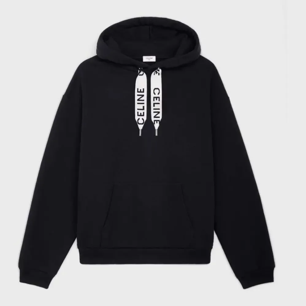 Celine Loose Hoodie in Cotton Fleece for Men in Black Celine Loose Hoodie in Cotton Fleece for Men in Black