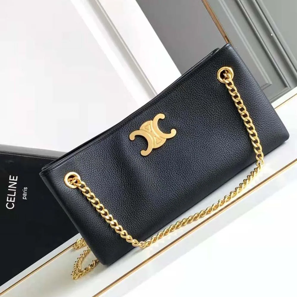 Celine Medium Newspaper Bag in Supple Calfskin for Women in Black