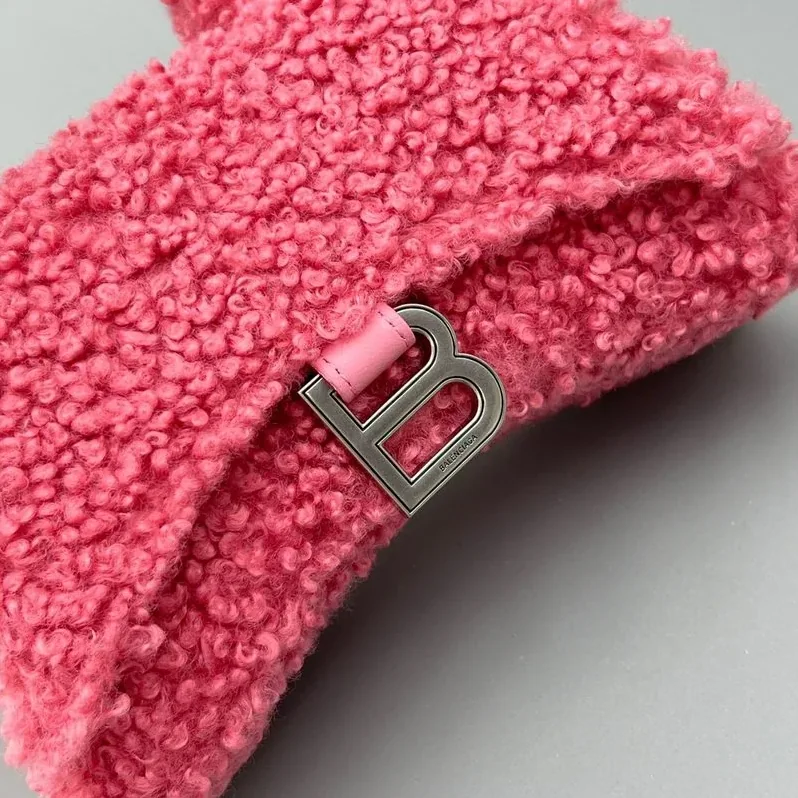 Furry Hourglass Small Handbag Black in Grey/Pink / Furry Hourglass Small Handbag Black in Grey/Pink /