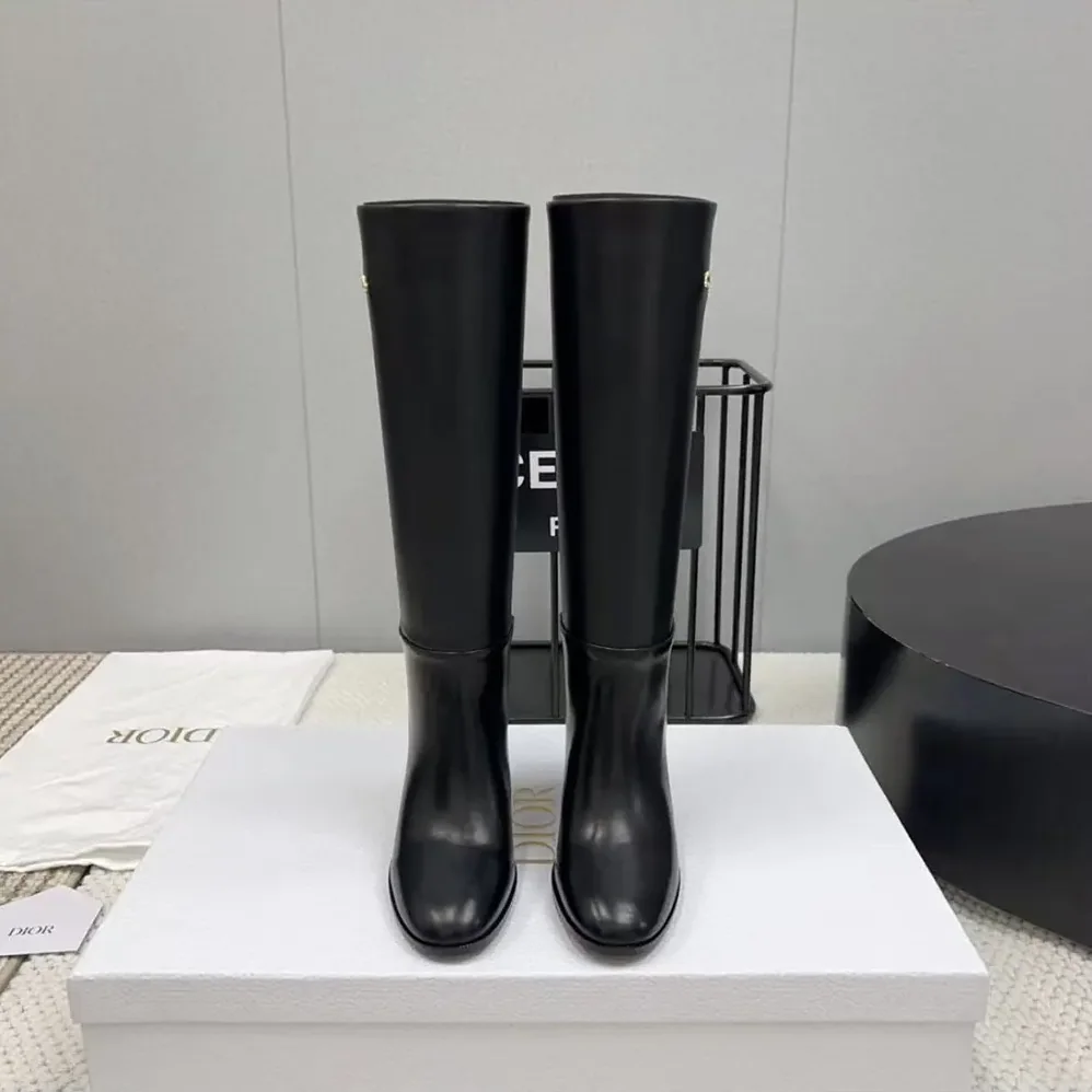 Dior D-Town Heeled Boot Black Supple Calfskin for Women Dior D-Town Heeled Boot Black Supple Calfskin for Women