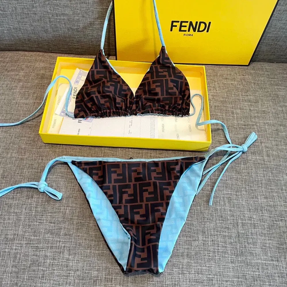 Fendi Swimsuit Blue Lycra Bikini for Women