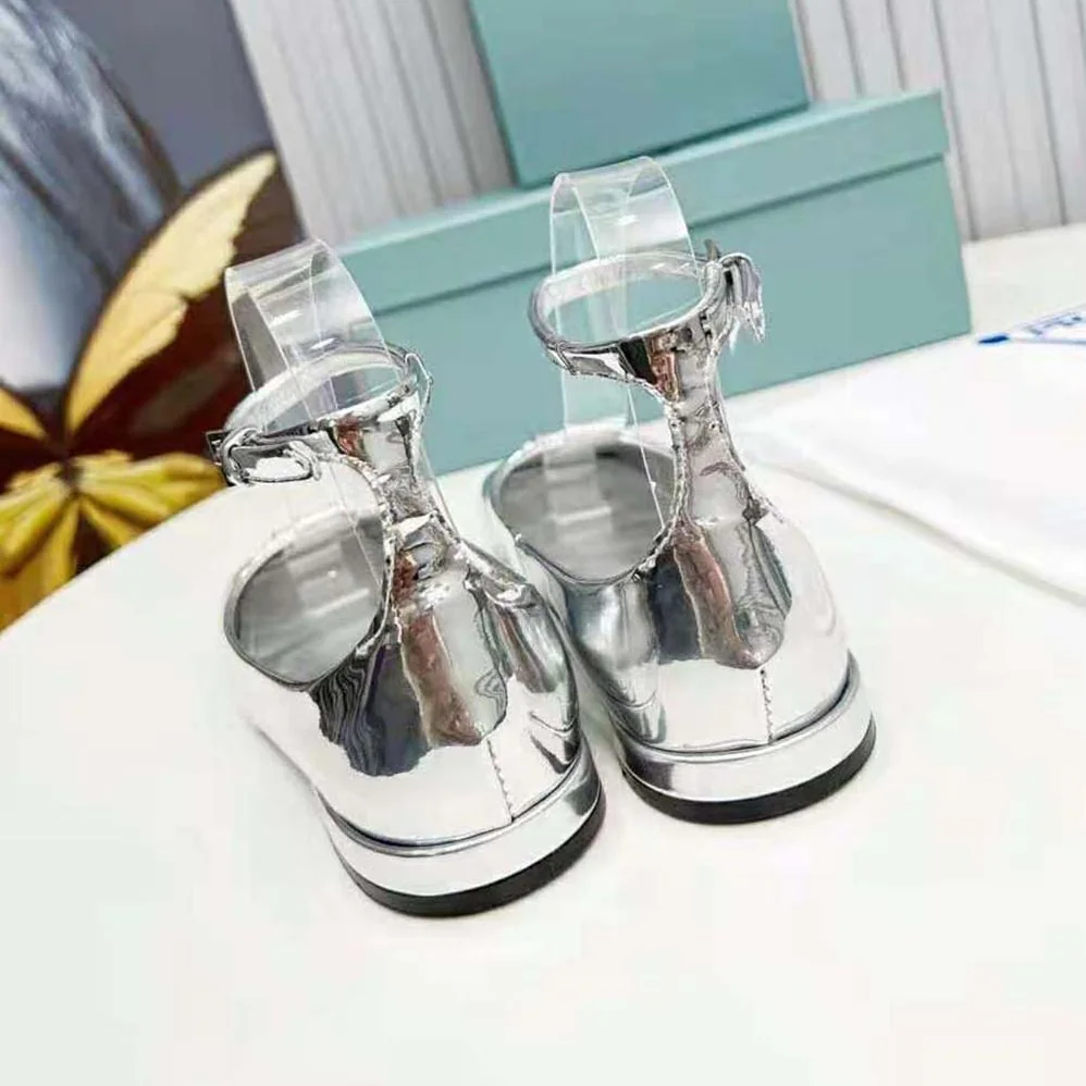 Prada Metallic Leather Ballerinas for Women in Silver
