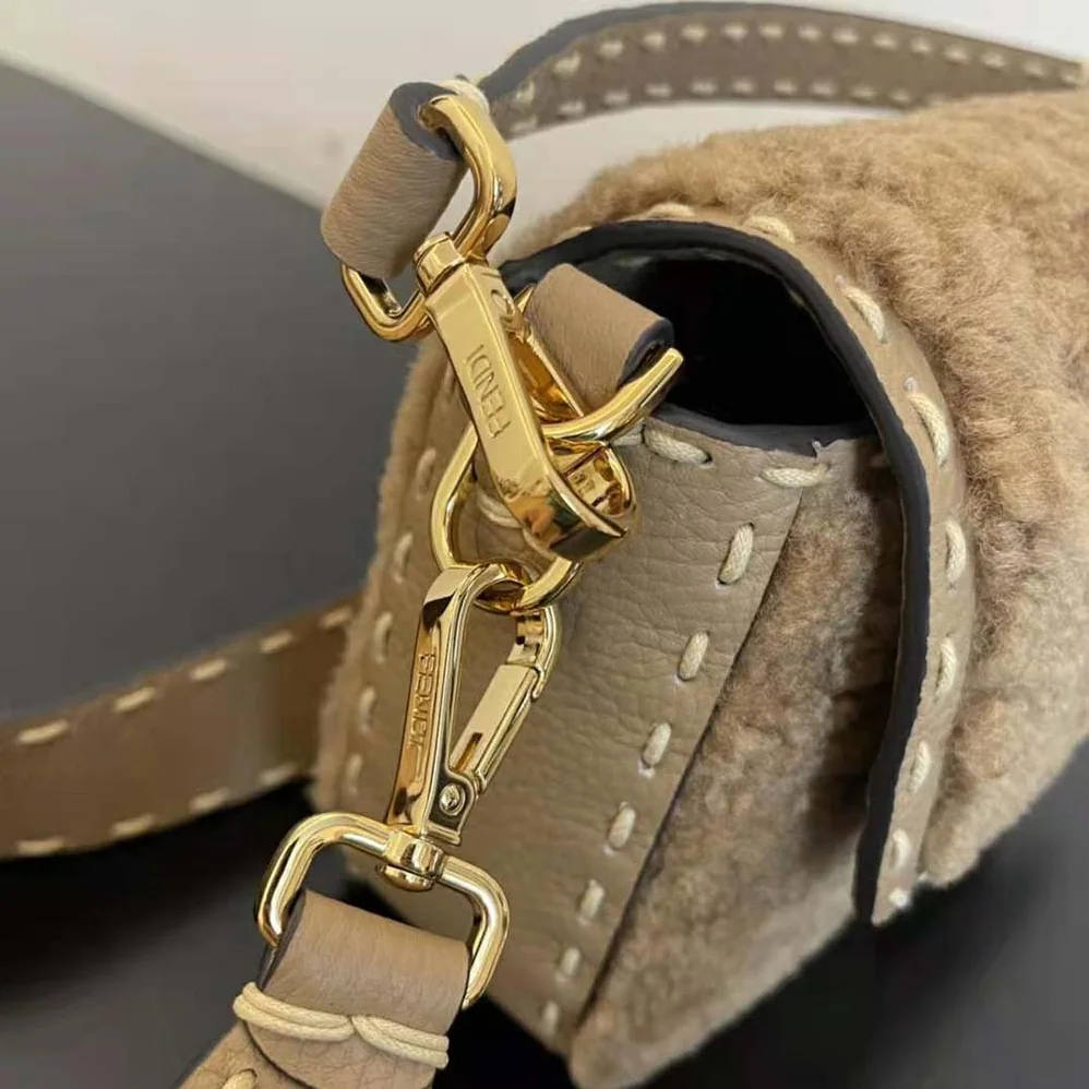 Fendi Baguette Beige Sheepskin Bag for Women