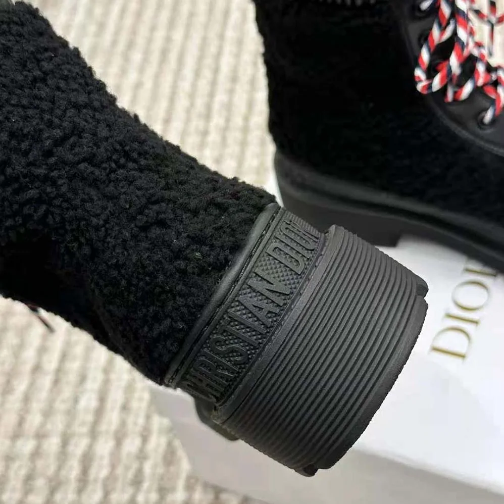 Dior Hike Ankle Boot Black Calfskin and Shearling for Women