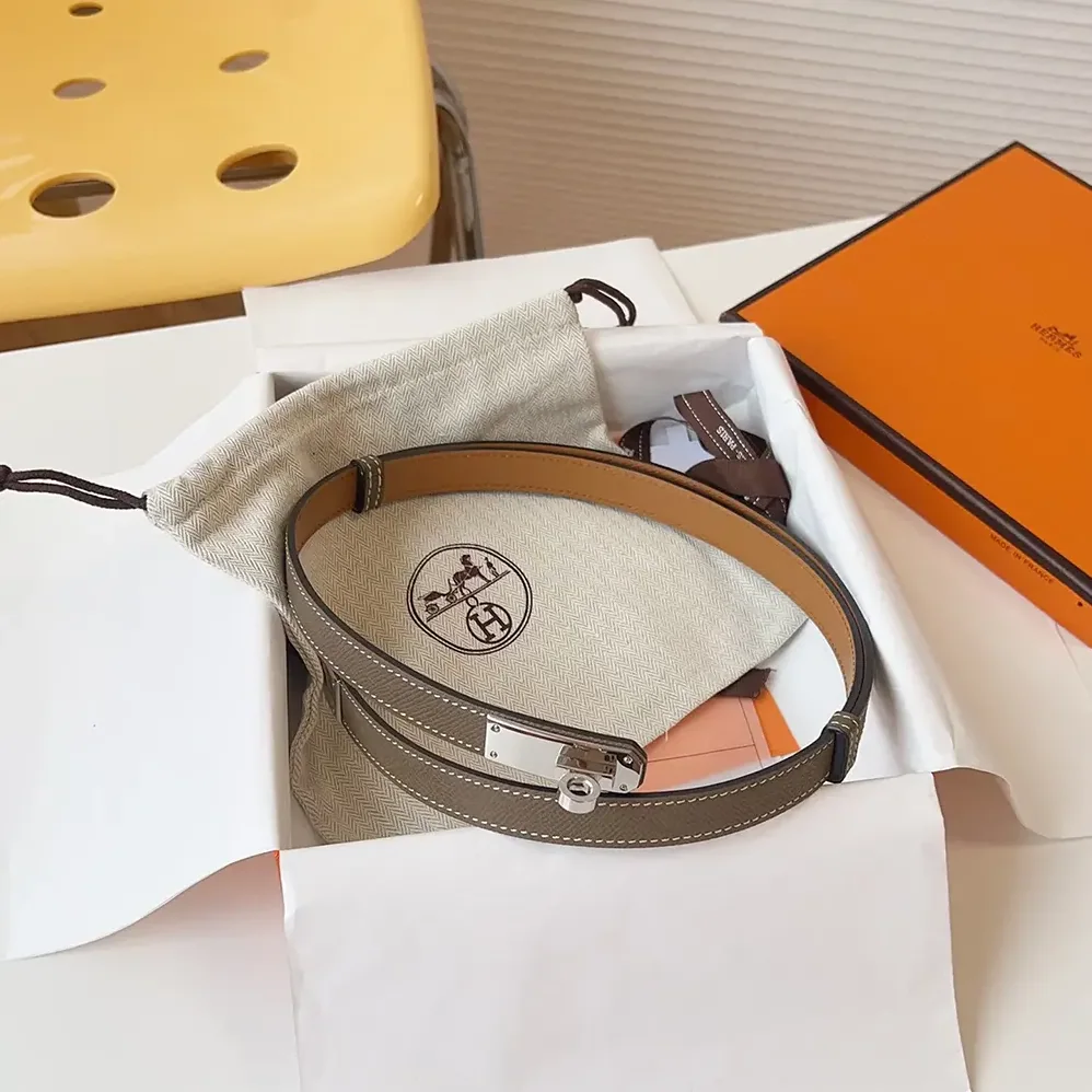 Hermes Kelly 18 Belt for Women in Grey
