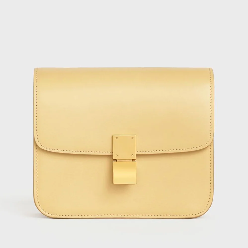 Celine Teen Classic Bag in Box Calfskin for Women in Yellow Celine Teen Classic Bag in Box Calfskin for Women in Yellow