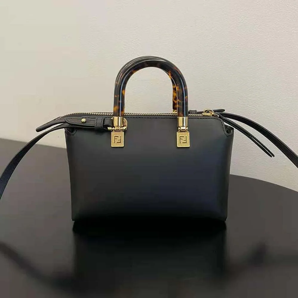 Fendi By The Way Mini Small Black Leather Boston Bag for Women