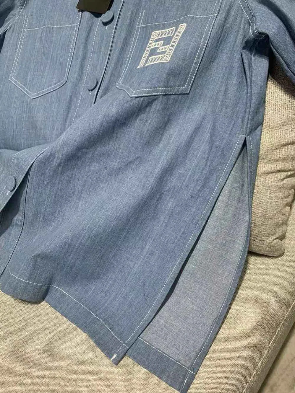 Fendi Light Blue Chambray Chirt for Women