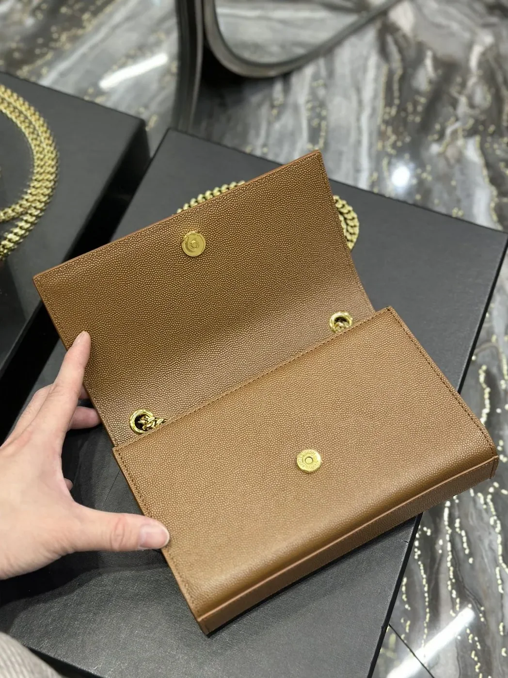 Saint Laurent Kate Small Chain Bag Brown /