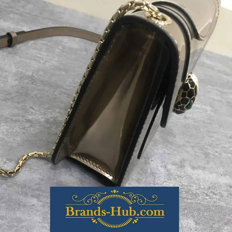 Bvlgari Serpenti Forever Medium Flap Cover Bag Metallic Calfskin in Silver