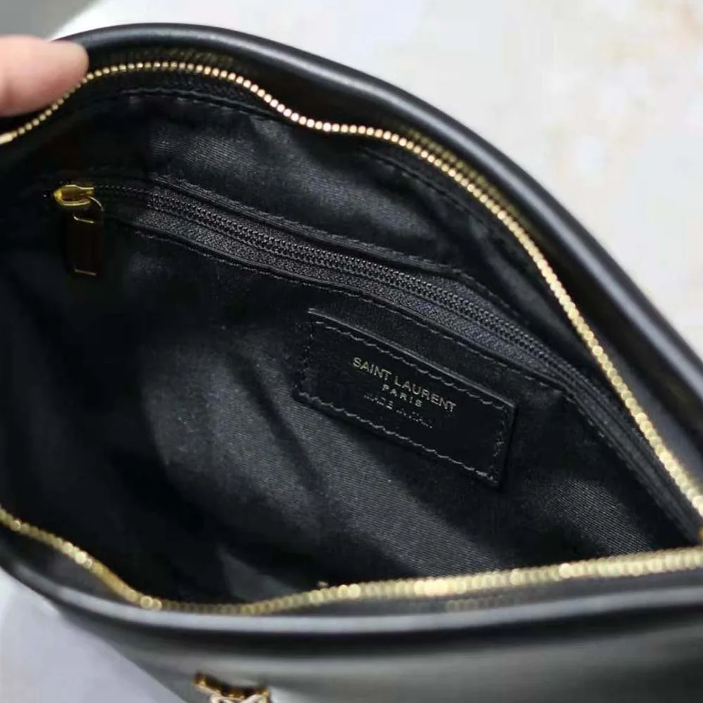 Saint Laurent YSL Calypso Small Pouch in Lambskin for Women in Black Saint Laurent YSL Calypso Small Pouch in Lambskin for Women in Black