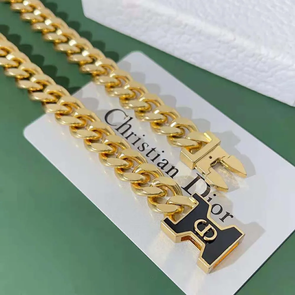 Dior 30 Montaigne Necklace Gold-Finish Metal and Black Lacquer for Women
