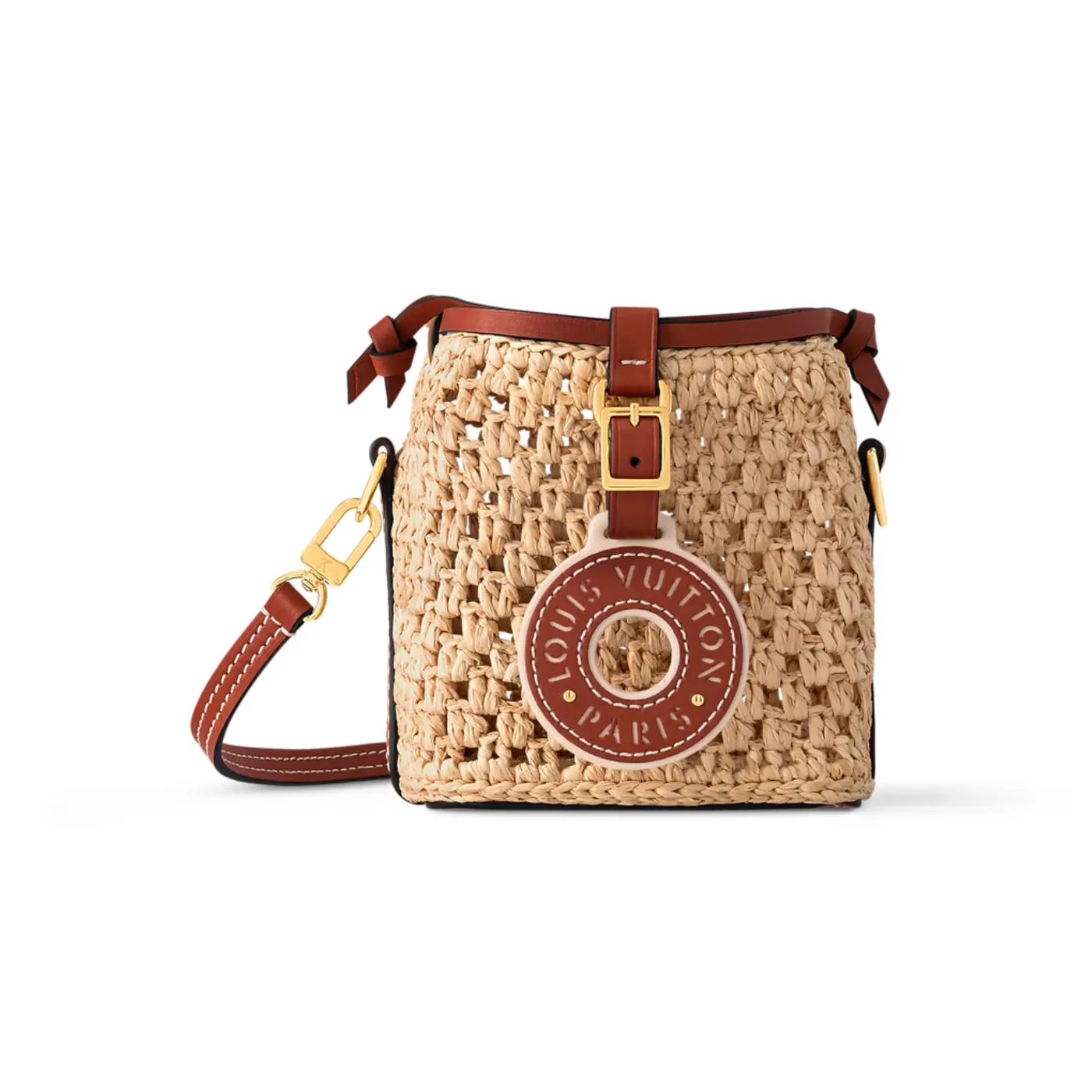 Louis Vuitton Noe Purse Shoulder Bag / Natural Tan Raffia Gold Hardware