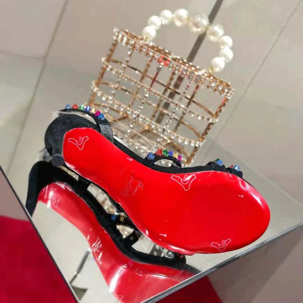 Christian Louboutin Spikita Strap 100 mm Heel Height for Women in Black Christian Louboutin Spikita Strap 100 mm Heel Height for Women in Black