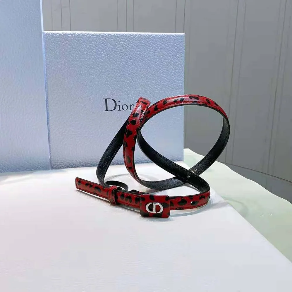 Dior Bobby Belt Fuchsia and Black D-Leopard Print Smooth Calfskin-12 MM for Women