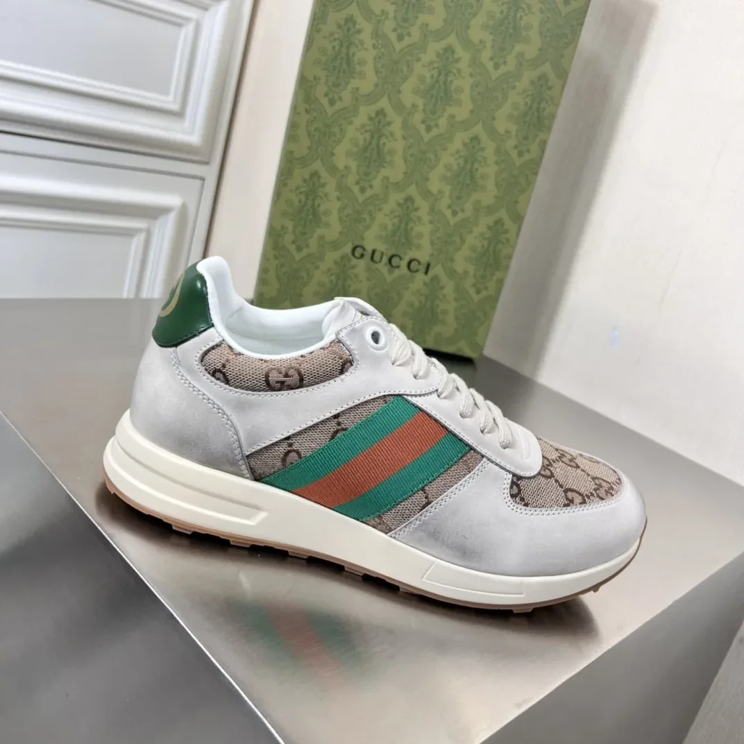 Gucci GG Sneaker With Web Green GG Shoes for Men