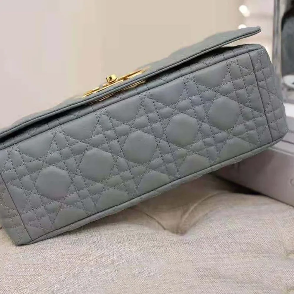 Dior Large Dior Caro Bag Supple Cannage Calfskin for Women in Silver