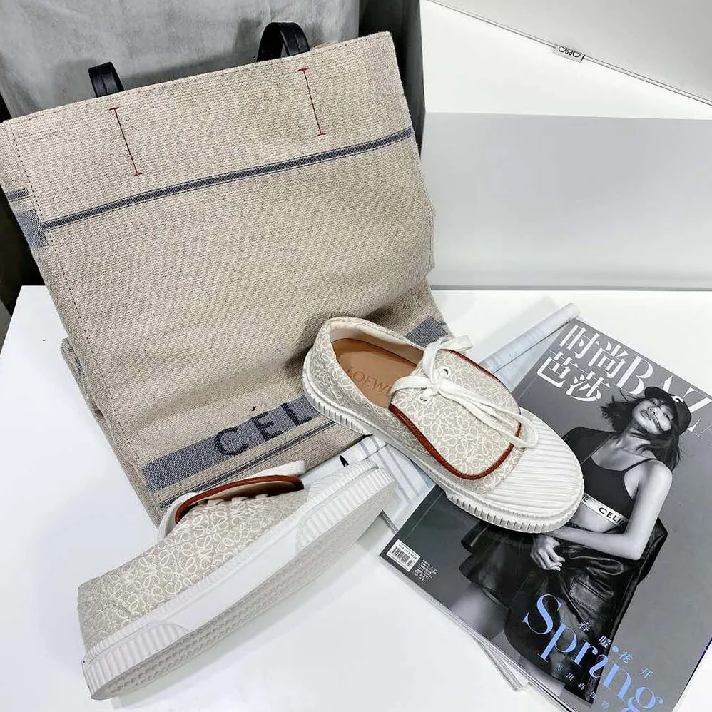 Loewe Anagram Flap Sneaker in Canvas for Women in White Loewe Anagram Flap Sneaker in Canvas for Women in White