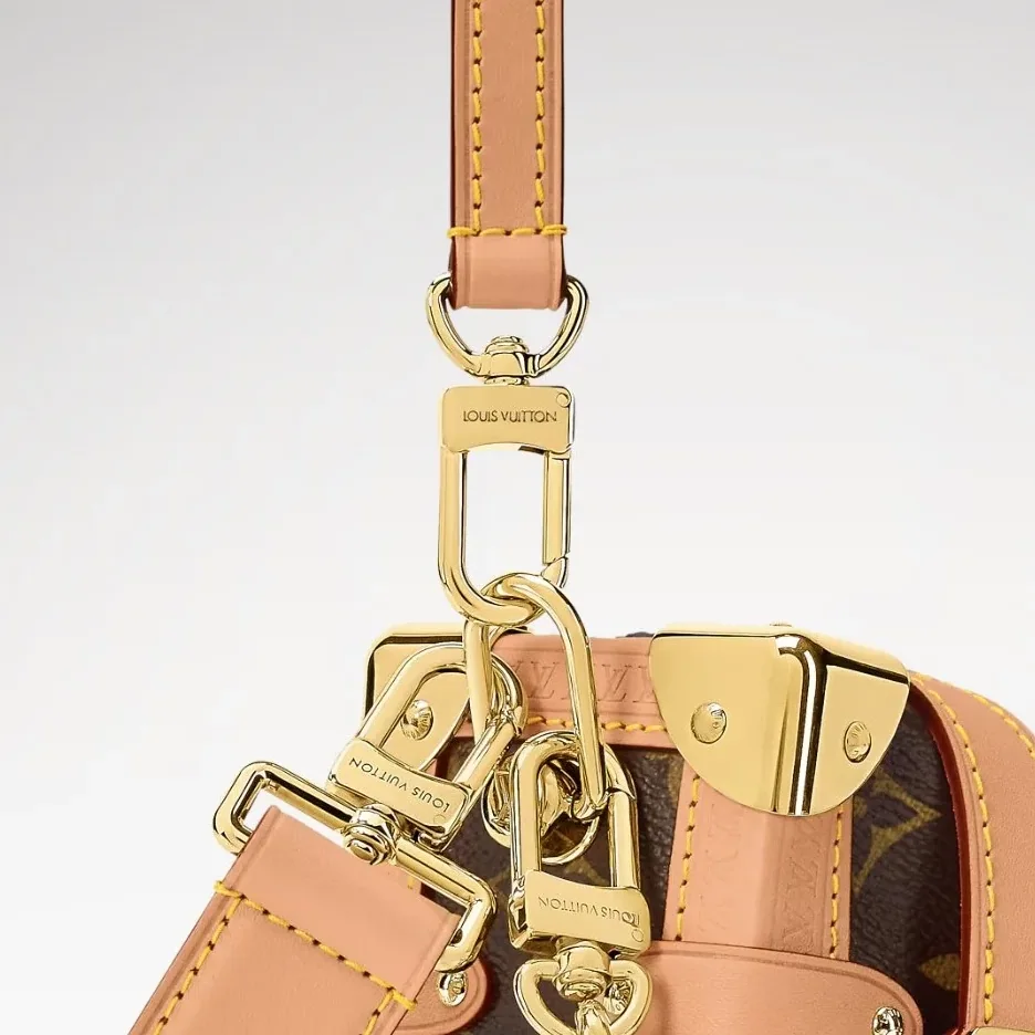 Louis Vuitton Side Trunk MM East West Shoulder Bag in Brown Monogram Gold Hardware
