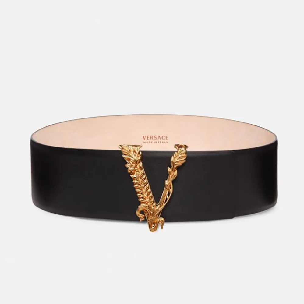 Versace Virtus Waist belt in Calf Leather for Women in Black