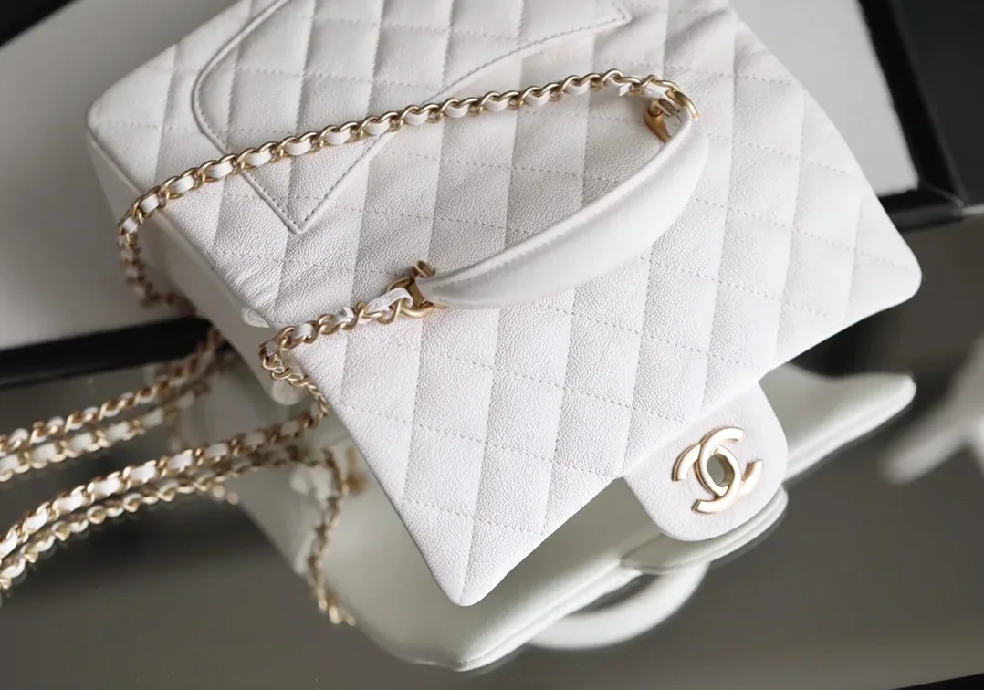 Chanel Mini Flapbag With Top Handle White / Chanel Mini Flapbag With Top Handle White /