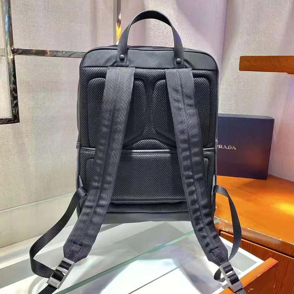 Prada Re-Nylon and Saffiano Leather Backpack for Women in Black