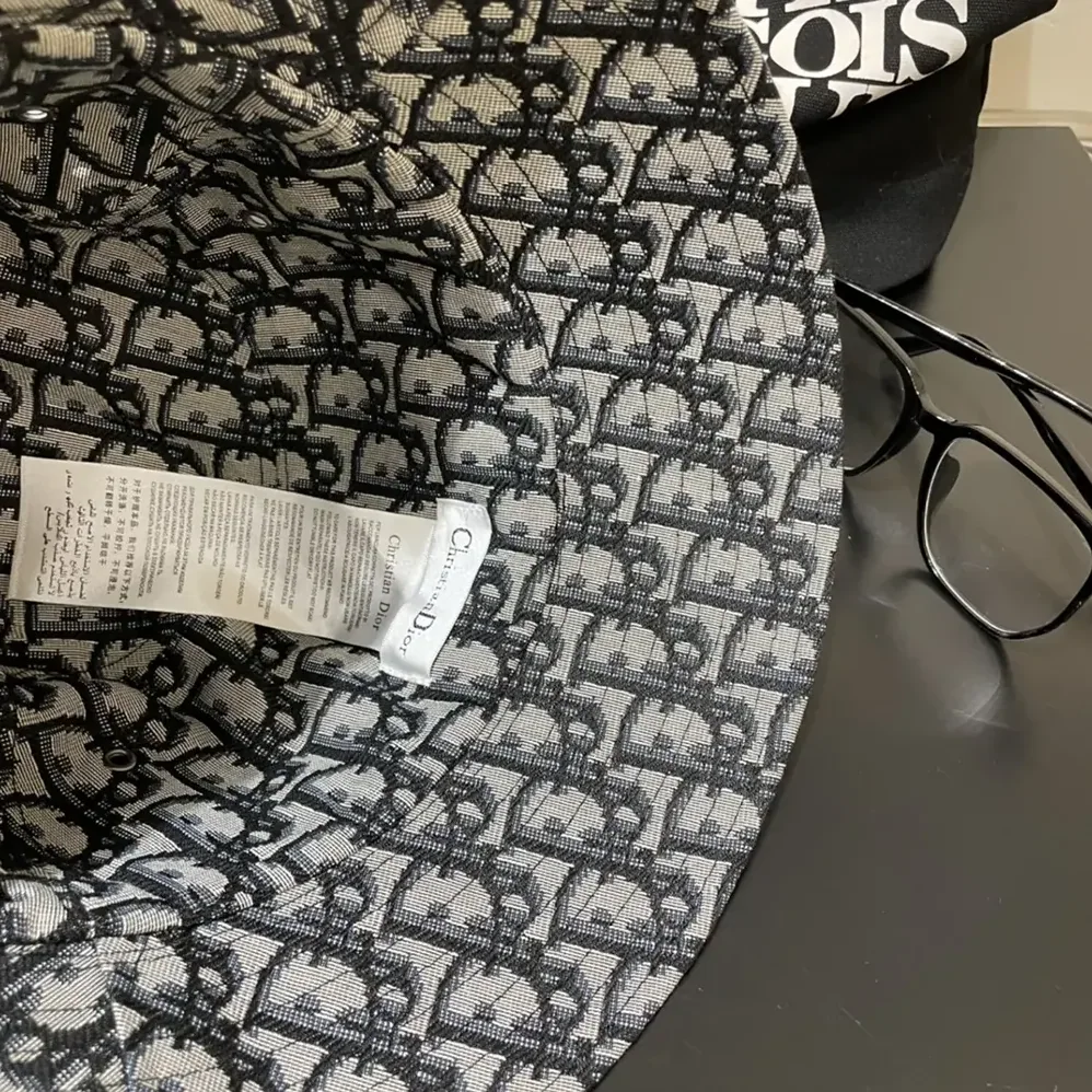 Dior Reversible Teddy-D Small Brim Bucket Hat Black Cotton Blend for Unisex