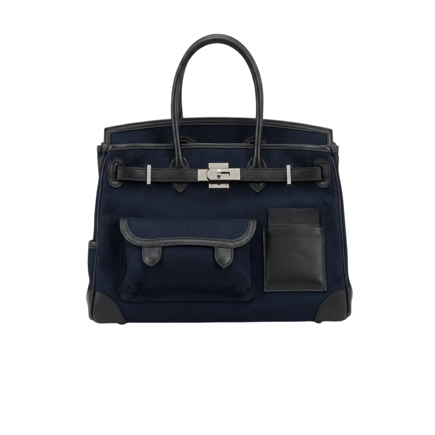 Hermes Birkin Cargo 35 Top Handle Bag in Navy Blue Silver Hardware Hermes Birkin Cargo 35 Top Handle Bag in Navy Blue Silver Hardware