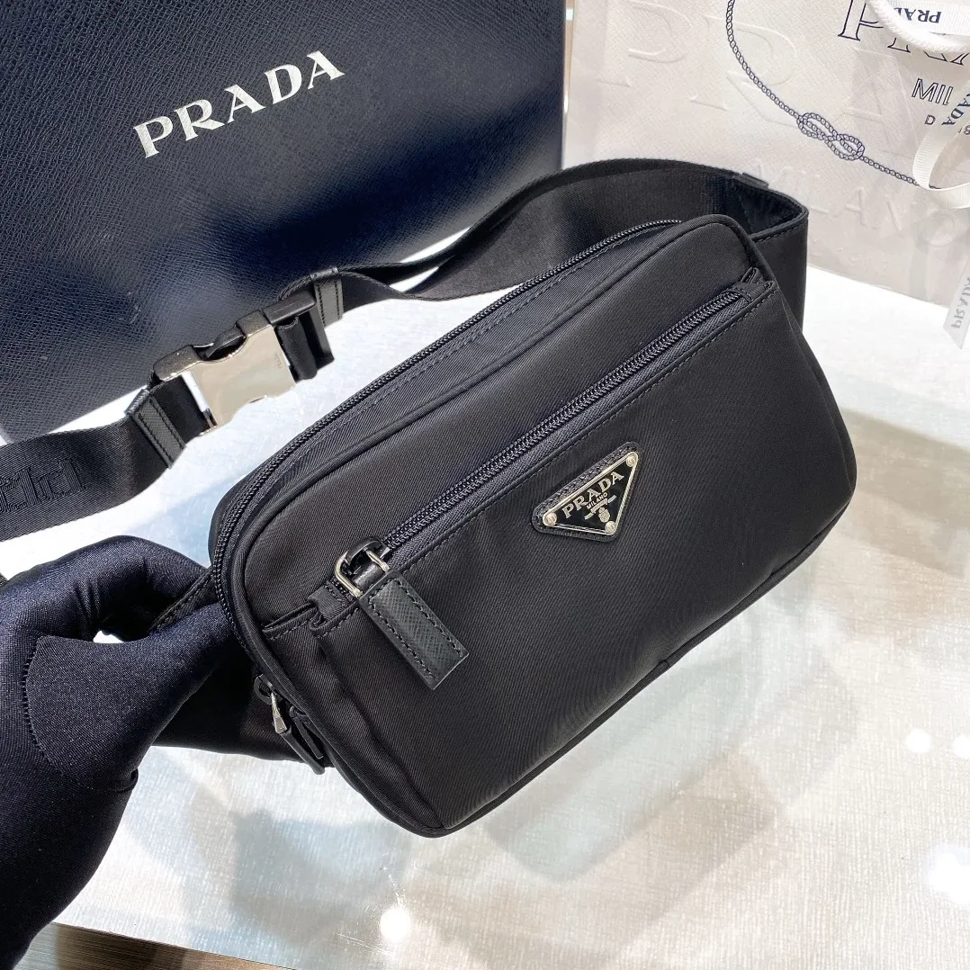 Prada Re-Nylon And Saffiano Belt Bag Black / 2VL977_2DMG_F0002_V_WOO