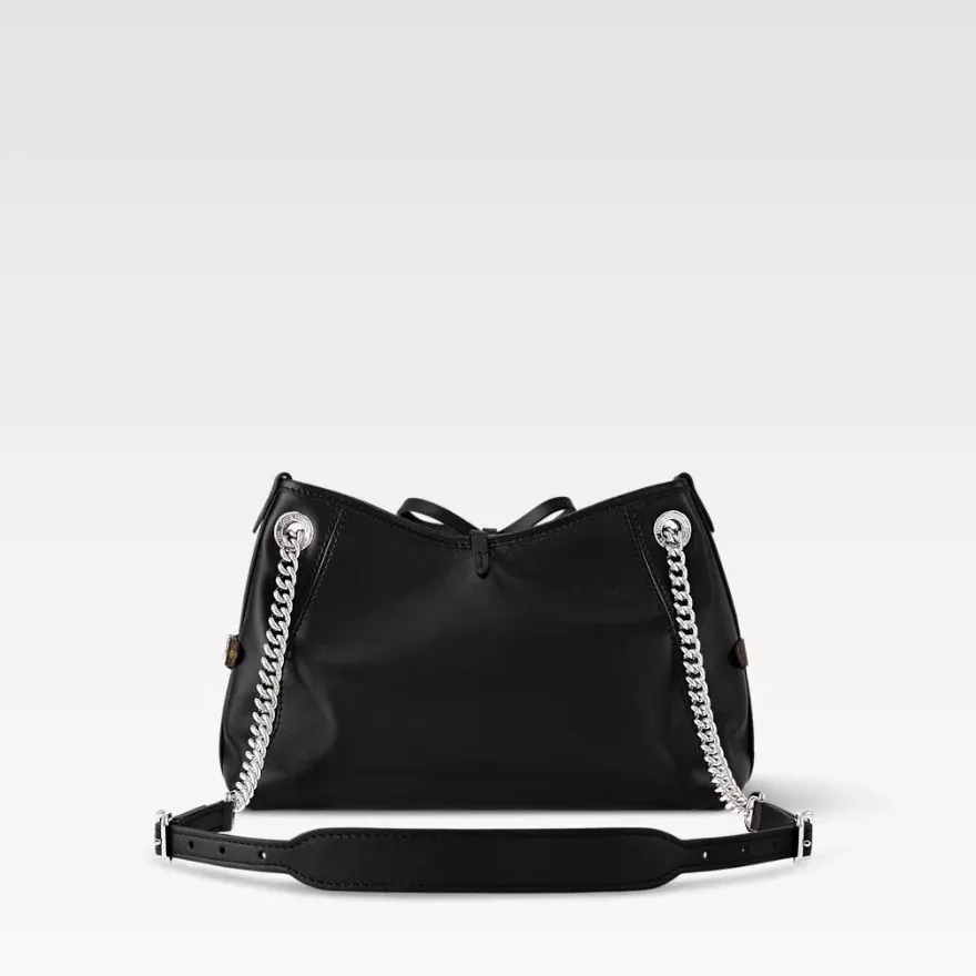 Louis Vuitton CarryAll Vibe BB Shoulder Bag in Black Silver Hardware