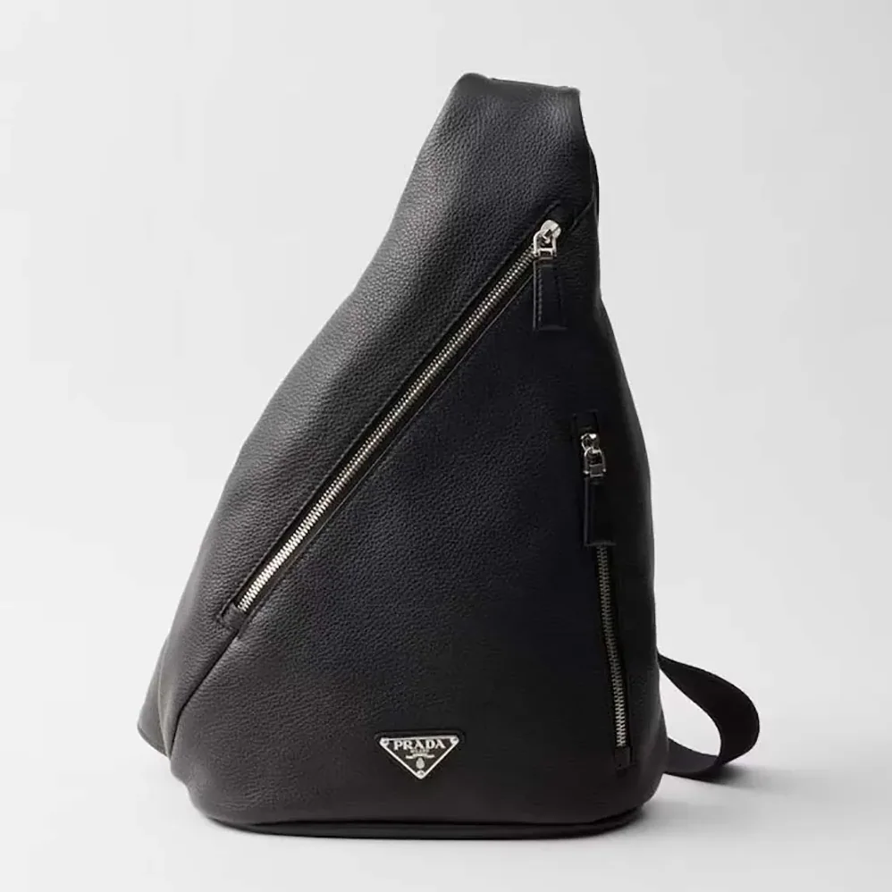Prada Cross Leather Bag for Men in Black