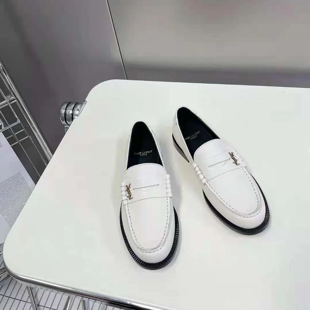 Celine Le Loafer Penny Slippers in Smooth Leather for Women in White Celine Le Loafer Penny Slippers in Smooth Leather for Women in White