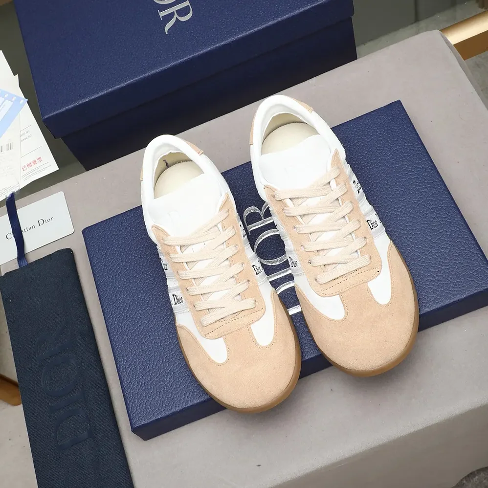 Dior Ribbon Sneaker White and Beige Suede Calfskin for Unisex Dior Ribbon Sneaker White and Beige Suede Calfskin for Unisex